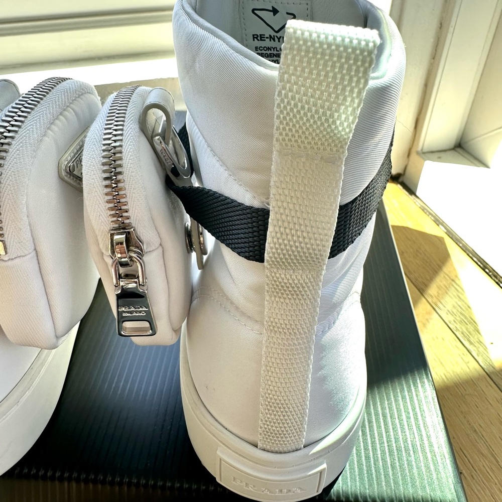 Authentic Brand new Re-nylon Prada boots blanco gabardine Calzature Donna $1,370 - Picture 5 of 10